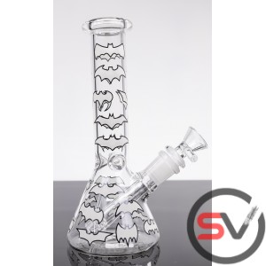 BATMAN SYMBOL GLASS BEAKER With ICE CATCHER 8inch (GLOW IN DARK)